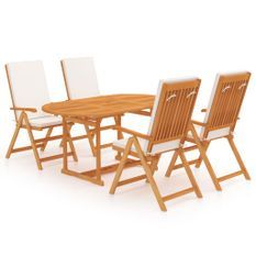 Salon de jardin 5 pcs avec coussins Bois de teck massif 2