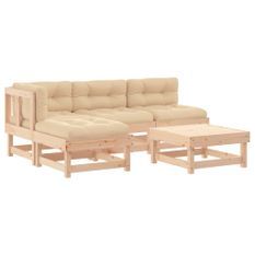 Salon de jardin 5 pcs avec coussins bois massif