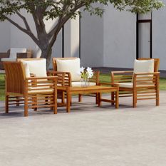 Salon de jardin 5 pcs avec coussins Bois massif d'acacia