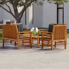 Salon de jardin 5 pcs avec coussins Bois massif d'acacia