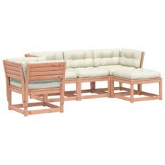 Salon de jardin 5 pcs avec coussins bois massif douglas