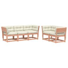 Salon de jardin 5 pcs avec coussins bois massif douglas