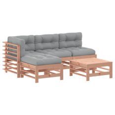 Salon de jardin 5 pcs avec coussins bois massif douglas
