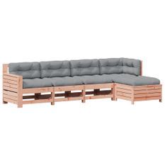 Salon de jardin 5 pcs avec coussins bois massif douglas