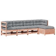 Salon de jardin 5 pcs avec coussins bois massif douglas