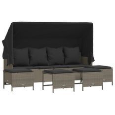 Salon de jardin 5 pcs avec coussins gris clair résine tressée