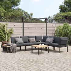 Salon de jardin 5 pcs avec coussins noir aluminium