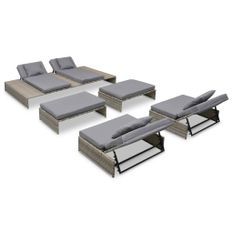 Salon de jardin 5 pcs avec coussins Résine tressée Gris 27