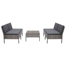 Salon de jardin 5 pcs avec coussins Résine tressée Gris 21