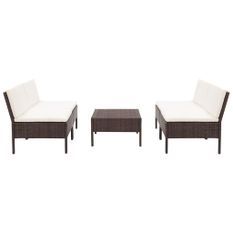 Salon de jardin 5 pcs avec coussins Résine tressée Marron 32