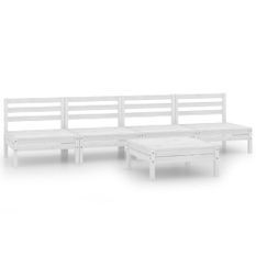 Salon de jardin 5 pcs Blanc Bois de pin massif 20