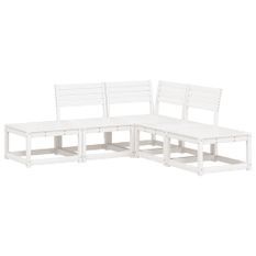 Salon de jardin 5 pcs blanc bois massif de pin