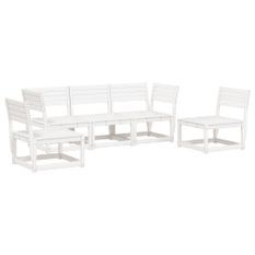 Salon de jardin 5 pcs blanc bois massif de pin