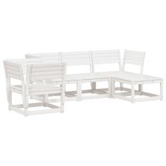 Salon de jardin 5 pcs blanc bois massif de pin