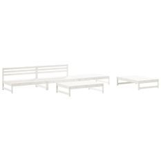 Salon de jardin 5 pcs blanc bois massif de pin