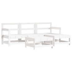 Salon de jardin 5 pcs blanc bois massif de pin