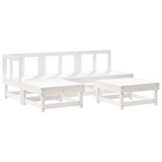 Salon de jardin 5 pcs blanc bois massif de pin