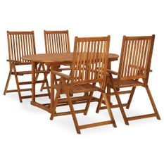 Salon de jardin 5 pcs Bois d'acacia massif 5