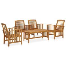 Salon de jardin 5 pcs Bois d'acacia massif 2