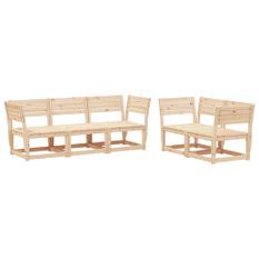 Salon de jardin 5 pcs bois de pin massif