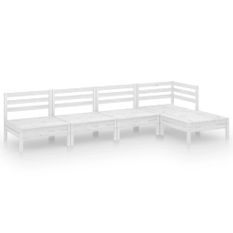 Salon de jardin 5 pcs Bois de pin massif Blanc 3
