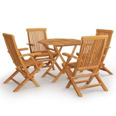 Salon de jardin 5 pcs Bois de teck massif 15