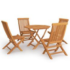 Salon de jardin 5 pcs Bois de teck massif 5