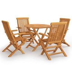 Salon de jardin 5 pcs Bois de teck massif 12