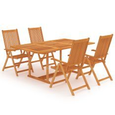 Salon de jardin 5 pcs Bois de teck massif 4