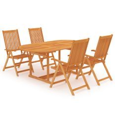 Salon de jardin 5 pcs Bois de teck massif 2