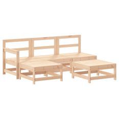 Salon de jardin 5 pcs bois massif de pin
