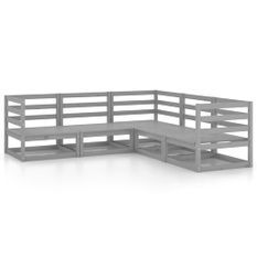 Salon de jardin 5 pcs Gris Bois de pin massif 9
