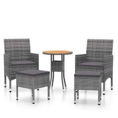 Salon de jardin 5 pcs Résine tressée Gris