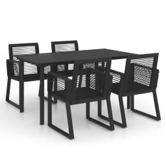 Salon de jardin 5 pcs Rotin PVC Noir 2