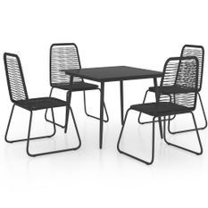 Salon de jardin 5 pcs Rotin PVC Noir