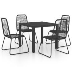 Salon de jardin 5 pcs Rotin PVC Noir 3