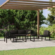 Salon de jardin 6 pcs avec coussins Aluminium Anthracite 5