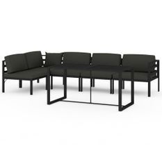 Salon de jardin 6 pcs avec coussins Aluminium Anthracite