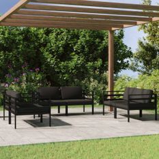 Salon de jardin 6 pcs avec coussins Aluminium Anthracite