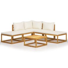 Salon de jardin 6 pcs avec coussins Bois d'acacia solide 14