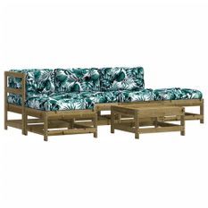 Salon de jardin 6 pcs avec coussins bois de pin imprégné