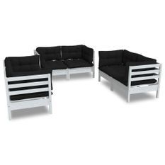 Salon de jardin 6 pcs avec coussins Bois de pin massif 2