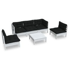 Salon de jardin 6 pcs avec coussins Bois de pin massif