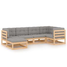 Salon de jardin 6 pcs avec coussins Bois de pin massif 55