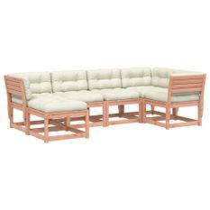 Salon de jardin 6 pcs avec coussins bois massif douglas