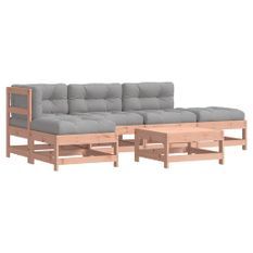 Salon de jardin 6 pcs avec coussins bois massif Douglas