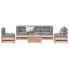 Salon de jardin 6 pcs avec coussins bois massif Douglas