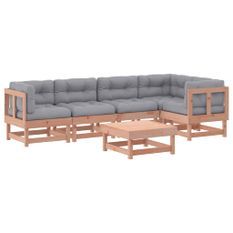 Salon de jardin 6 pcs avec coussins bois massif Douglas