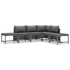 Salon de jardin 6 pcs avec coussins Résine tressée Gris 29