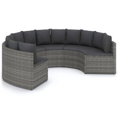 Salon de jardin 6 pcs avec coussins Résine tressée Gris 40